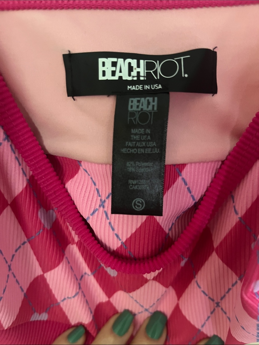 Pink Argyle bathing suit top - Picture 5 of 6